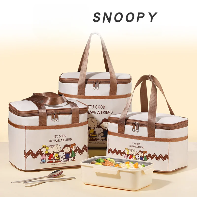 

Snoopy Lunch Box Portable Insulated Bag Thickened Aluminum Foil Waterproof Lunch Bag for Office Workers and Students with Meals