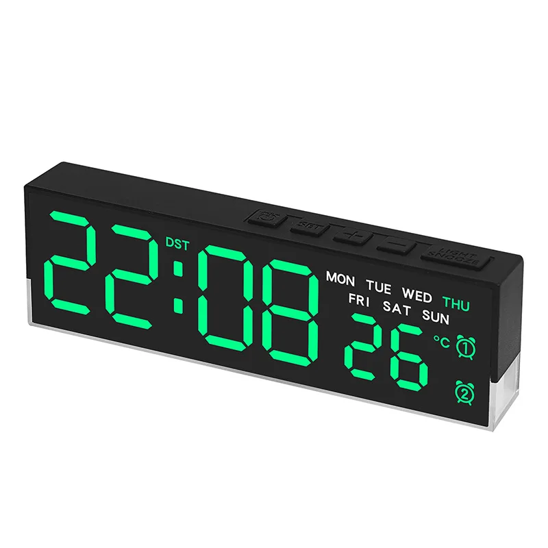 USB-aangedreven digitale wekker met wit sfeerlicht TEMP Week 2 Alarm DST Tafelklok 3 niveaus Helderheid 12/24 uur LED-klok - afbeelding 2