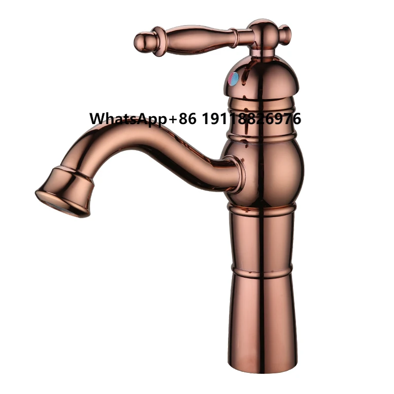 

Brass Rose Gold Mixer Taps Bath Thermostatic Antique Basin Faucet for Bathroom