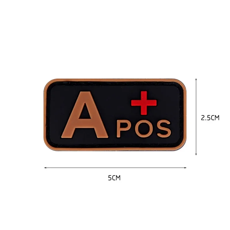 PVC Blood Group Patches Blood Types Hook Loop Sticker for Clothes Luminous Rubber Patch Tactical Arm Badge ABO Pos Neg Label Tag