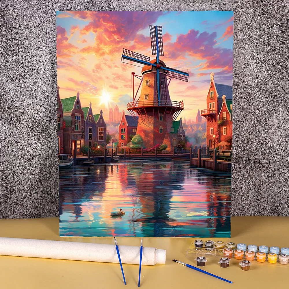 

Diy Paint By Numbers For Adults HandPainted Kits Acrylic Painting Landscape Picture Drawing On Canvas Home Decor Living Room