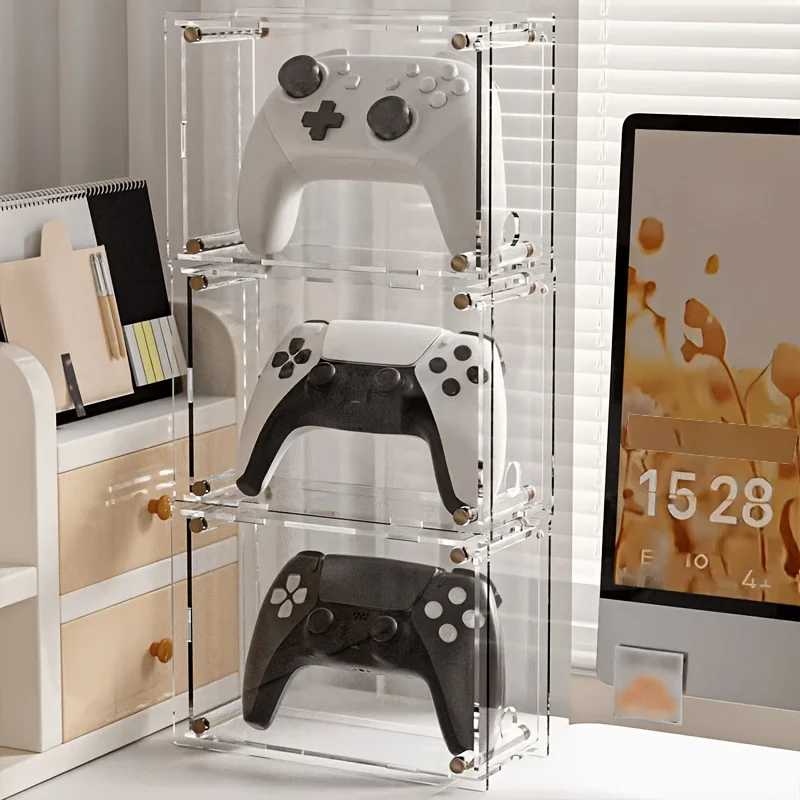 Acrylic Handle Display Case Transparent Storage Stands Stackable Controller Showcase Storage Box Display Holder Home Organizer
