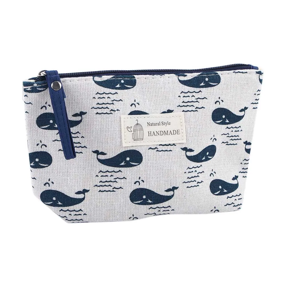 Women Canvas Wash Pouch Portable Animal Pattern Toiletry Case Makeup Bag Cosmetic Organizer Storage Bag