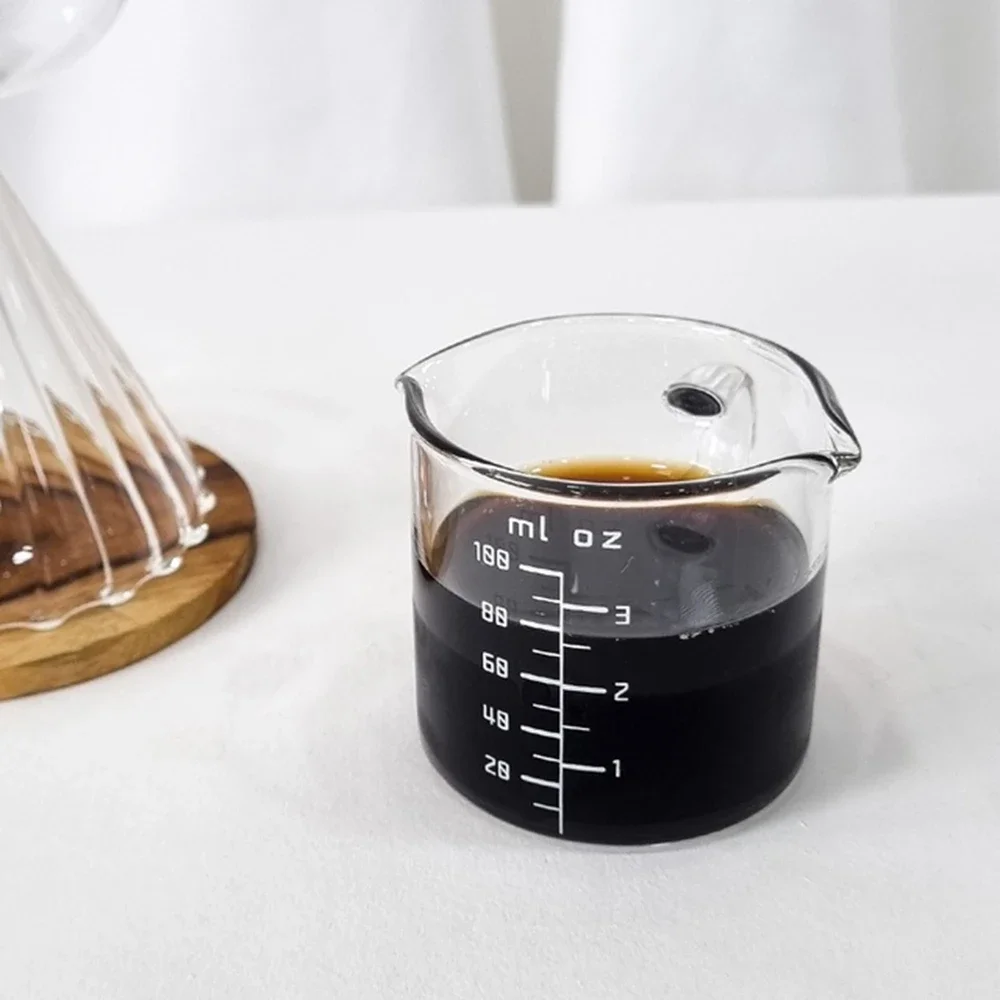 Double Spouts Milk Cup Clear Shot Glasses Espresso Parts 70ml with Pouring Handle 3oz Coffee Milk Measuring Cup Coffee Tools