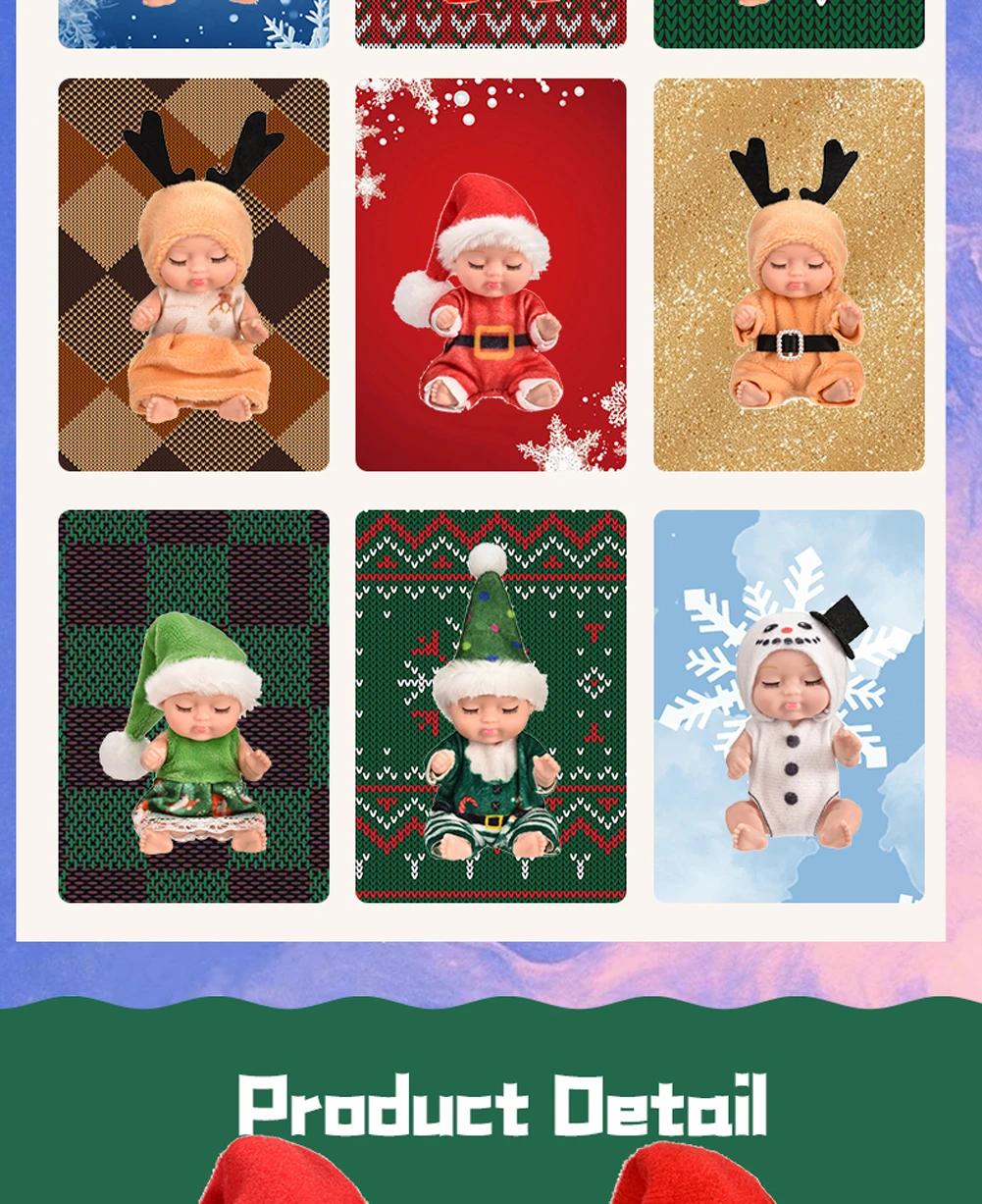 12-teiliges Weihnachts-Reborn-Puppen-Set, Simulations-Prinzessinnen-Puppen, Niedliches Schlafendes Baby mit Kleidung und Zubehör, Weihnachtsgeschenk – Detail 4