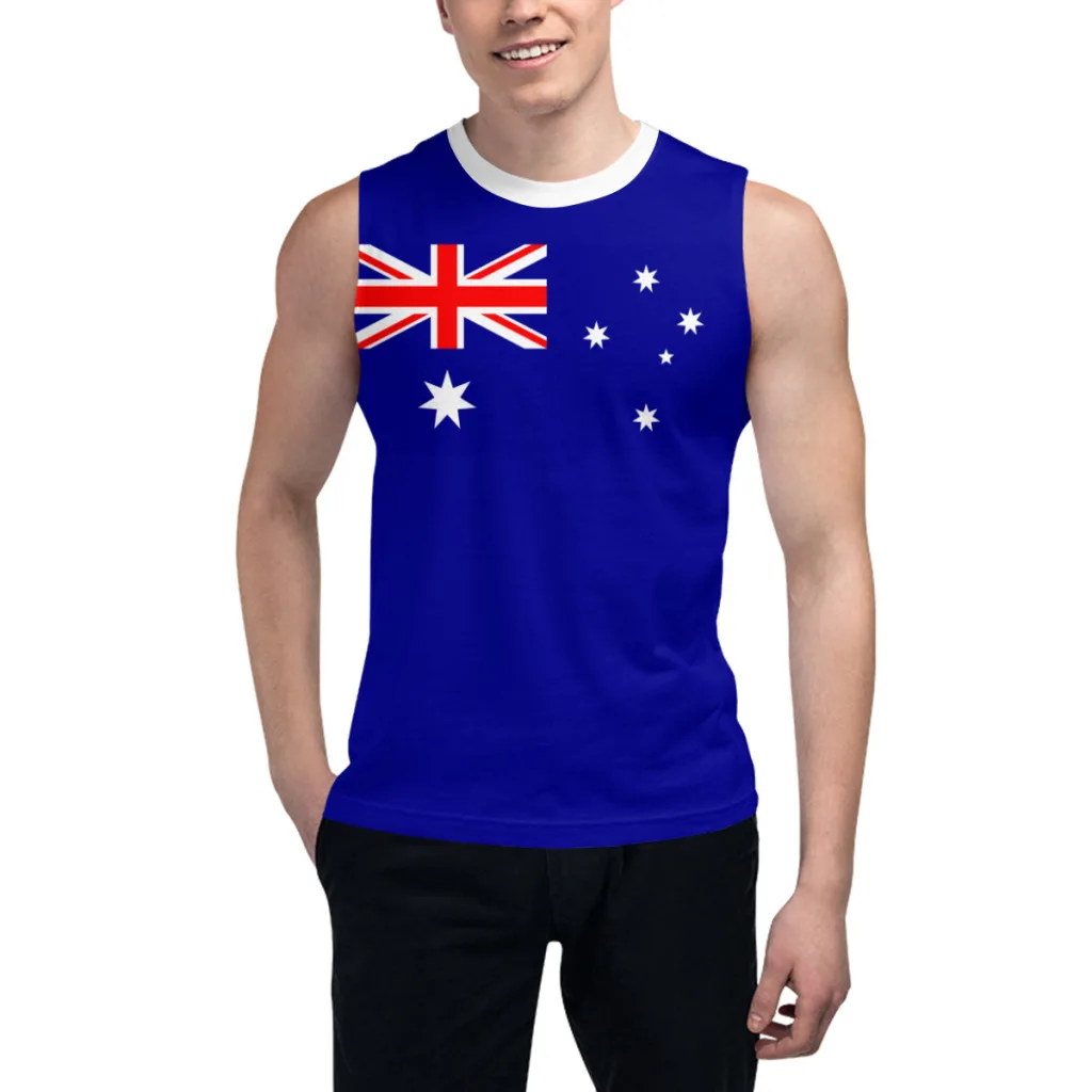 Sleeveless T-shirt Australia Flag 3D Men's Boys Tshirt Gyms Tank Tops Fitness Joggers Basketball Training Vest