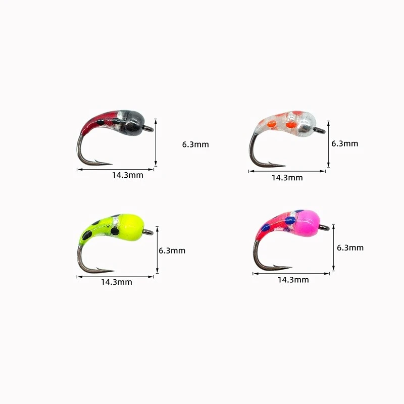 1pc/4pcs Ice Midge Fly Fishing Nymph with Storage Box, Hard Bait Cool Hand Made Fly Accessories Fishing Tackle