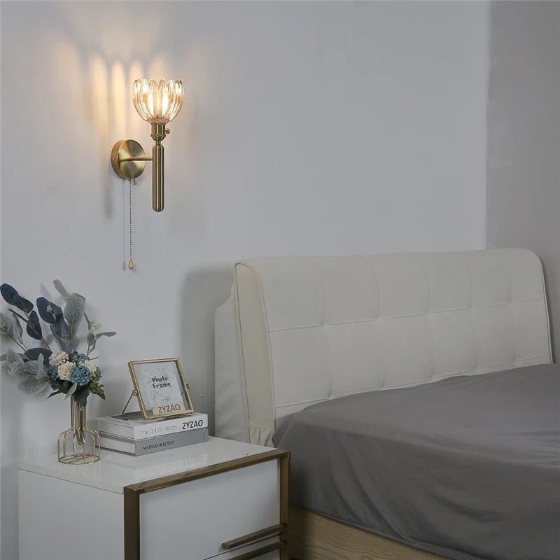 الشمال اللون الزجاج الجدار ضوء أضواء غرفة النوم الحديثة LED الزهور مصابيح الحائط لغرفة الطعام السرير تركيبات الإضاءة الزخرفية