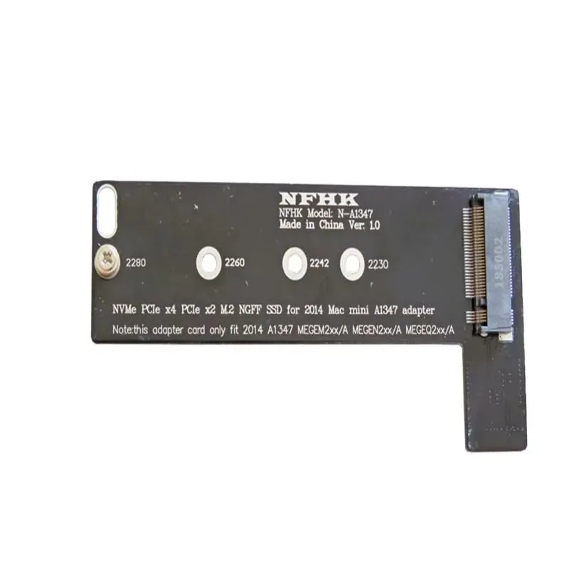 Solid-state Drive Adapter Card, NVMe PCIe X4 M.2 NGFF to Mac Mini A1347, at the End of 2014 board