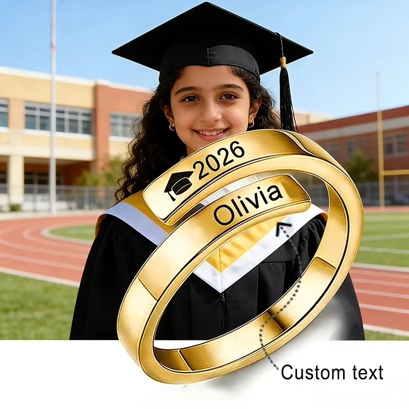 

Personalized graduation ring for men women engraved 2026 class of senior year gift stainless steel eternity band for achievement