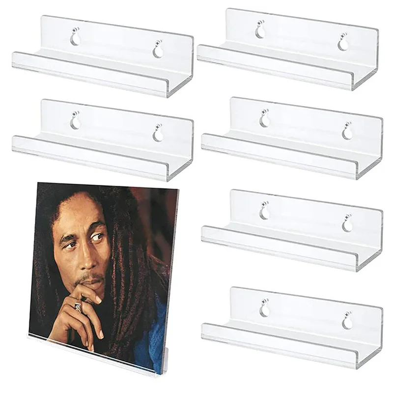 2 stücke Acryl Rekord Display-ständer Regal Klar Wand Montiert Vinyl Rekord Halter Schwimmende Regale LP Rekord Album Lagerung Rack – Detail 1