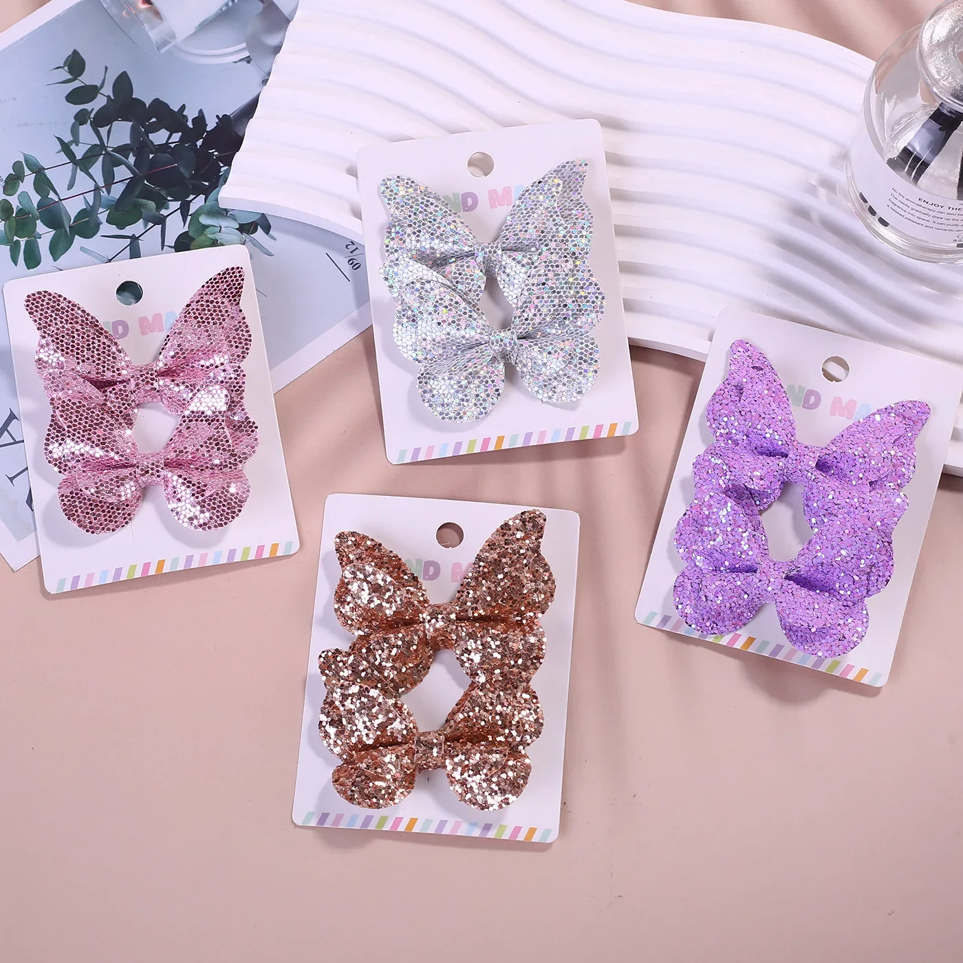 

2PC sequined bow hairpin children's cute DIY hairstyle accessories headgear princess style hair accessories