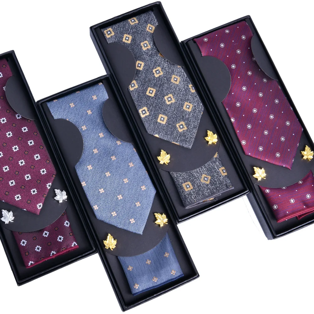 Tie gift box 4-piece set for Father's Day and Valentine's Day, gift to leaders, gift to husband, square scarf, cufflink set, new