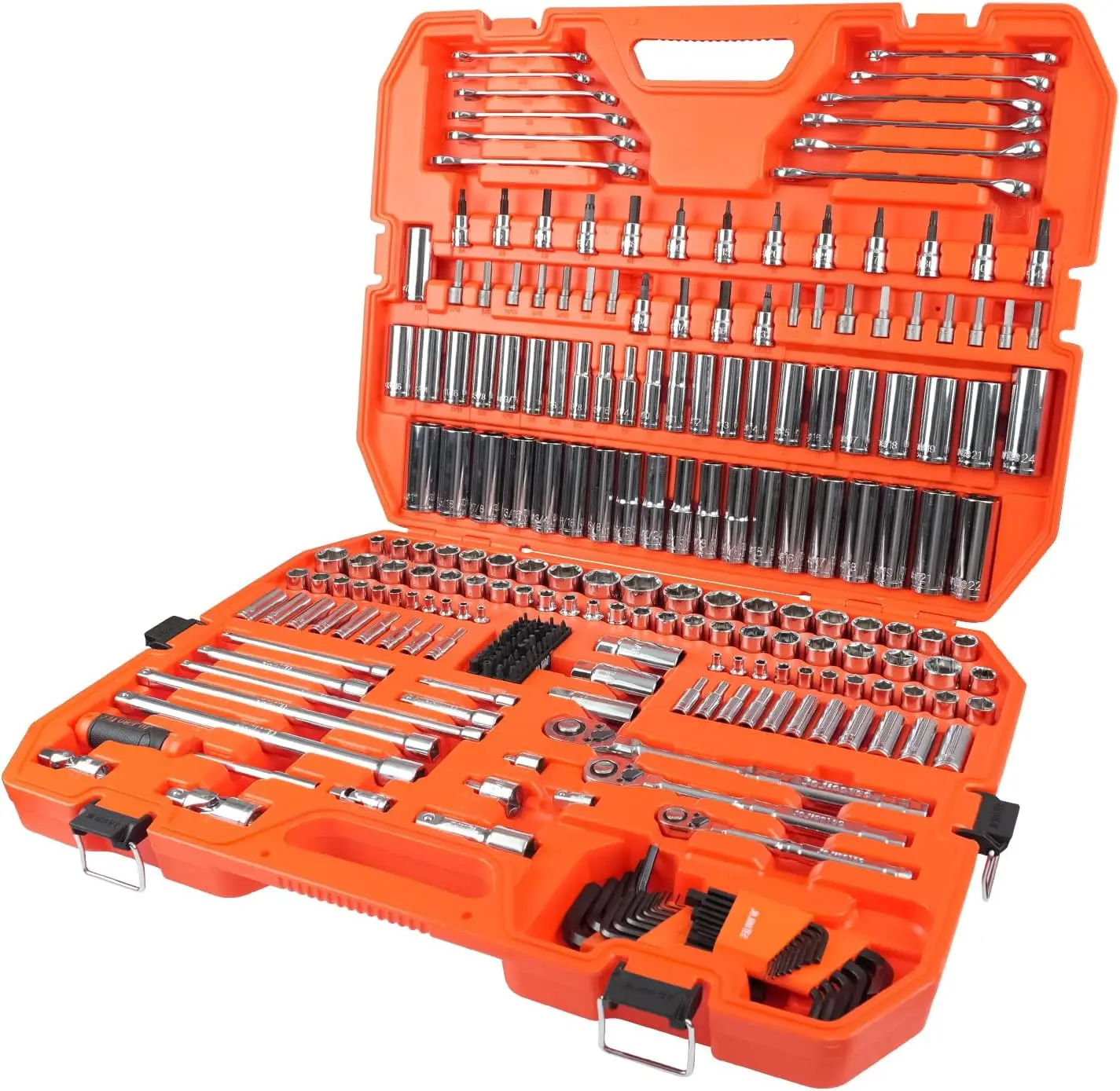 

264-Piece Mechanics Tool Set, SAE & Metric, 1/4, 3/8, 1/2 Drive, CR-V Steel, 90-Tooth Ratchet