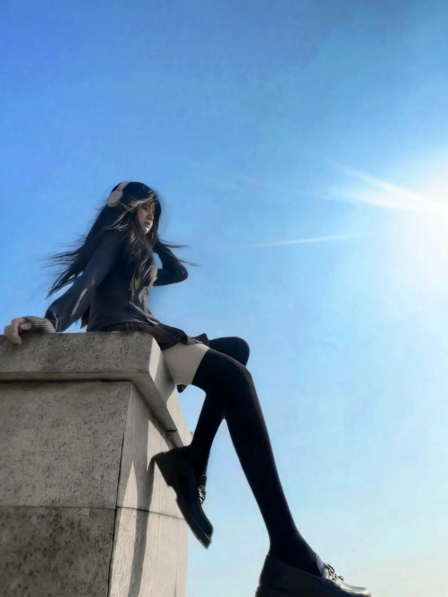 

Original Japanese Sle JK orm Skirt Set Long Sve Knitted Sweater Original Design School orm Sensation Pleated Skirt