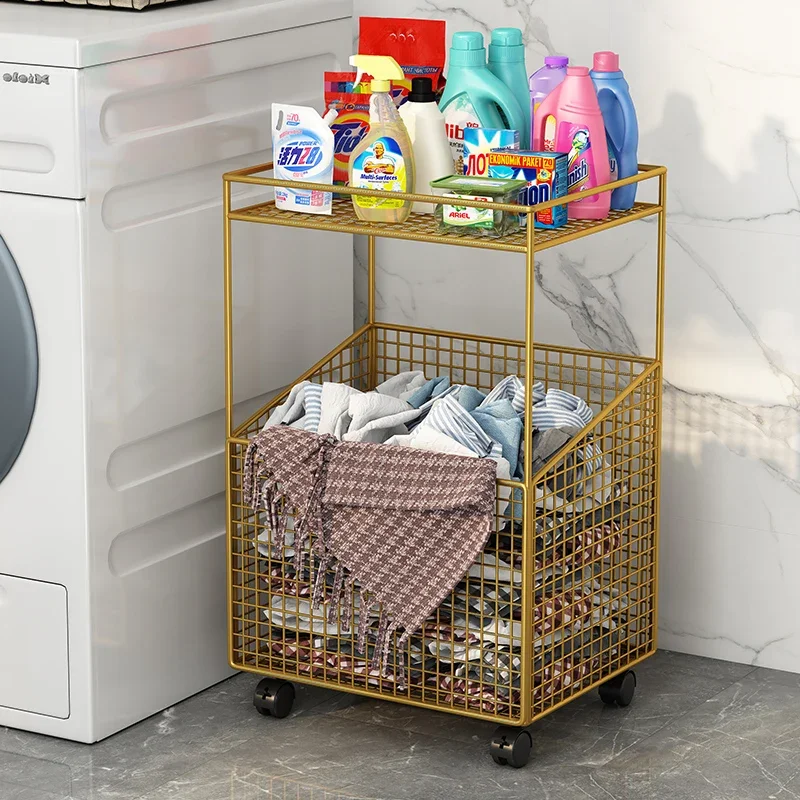 

Modern Nordic Organizer Basket Metal Removable Double Deck Large Capacity for Dirty Clothes and Toy Storage in Bathrooms Best