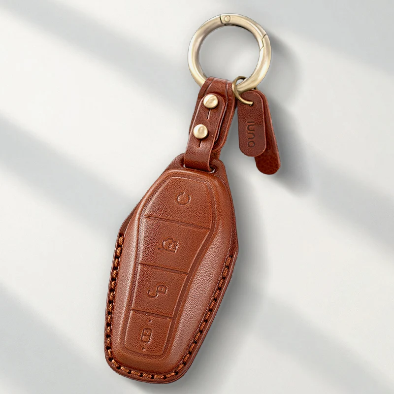Genuine Leather Protector For BYD Song Plus Atto 3 Han EV Tang DM Qin Seal Dolphin Key Case Cover Fob