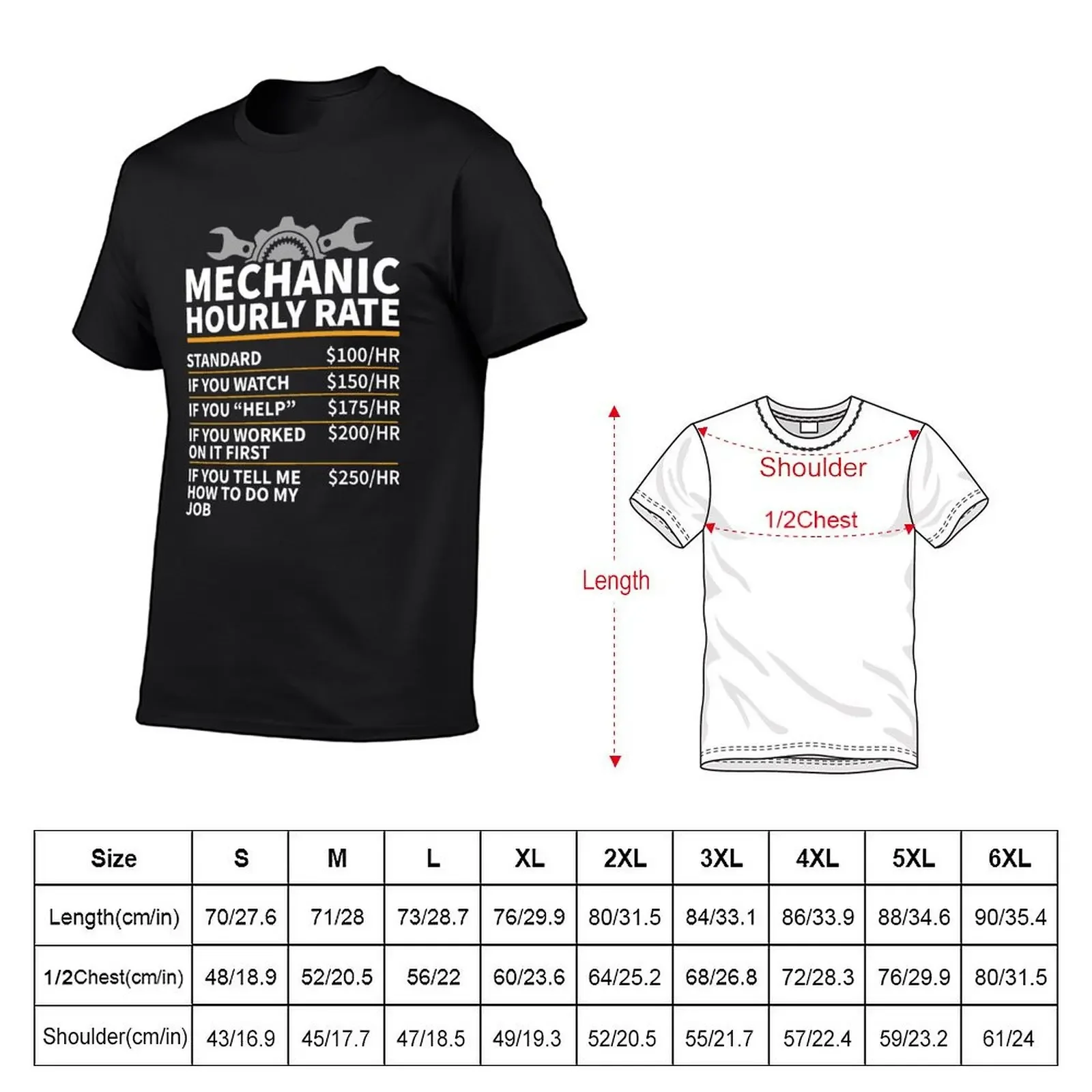 Mechanic Hourly Rate T-Shirt oversized t shirt graphics boys whites cute clothes mens fashion