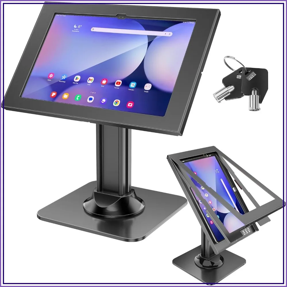 Anti-Theft Tablet Kiosk Stand – Heavy-Duty 10.8 lbs Aluminum Security Mount, 360° Swivel & Lock, Fits Samsung Galaxy Tab S11/S10/S9/S8 Ultra (14.6") for Retail & Business