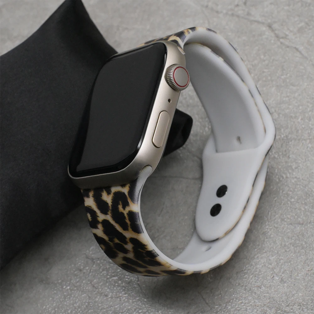 Silikonowy pasek w panterkę do Apple Watch Series 11 10 42mm 46mm 41mm 40mm 44mm 45mm Miękki pasek do Iwatch 9 8 7 6 5 4 3 SE3