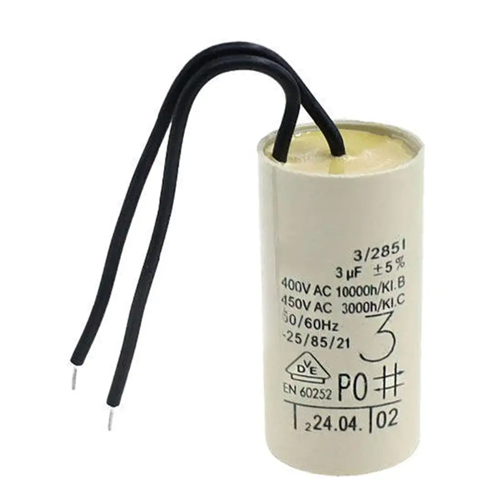 1Pcs 2uF 2.5uF 2.6uF 3uF Boiler Water Pump Capacitor Wall Mounted Plastic Metal Circulation Motor Capacitor With Connector