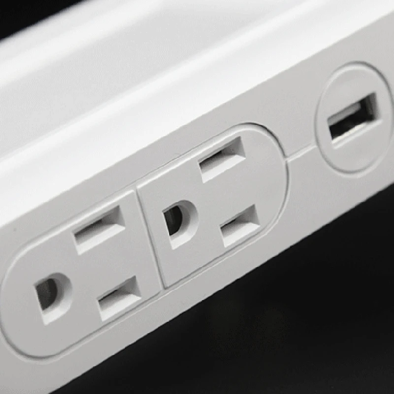 T31C-Wall Mount , 2 USB Ports & 4 AC Outlets Charging Station, Dusk To LED Night Light, Surge-Protected Power Socket Exte