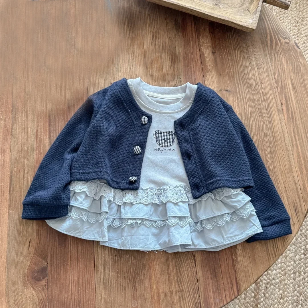 

Patchwork Ruffled Top And Sweater Jacket Set - New Autumn Collection Women's Fashion Outfit