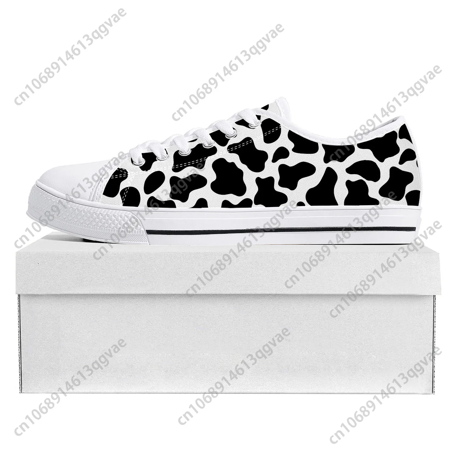 

Cow Print 3D Pattern Low Top High Quality Sneakers Mens Womens Teenager Canvas Sneaker Black White Printed Couple Custom Shoe