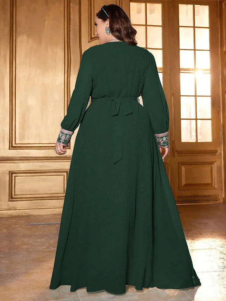 Robe maxi brodée pour femmes musulmanes, caftan grande taille, Abaya Dubai, Djellaba Eid, Ramadan, Islam, Jalabiya, Robe Caftan