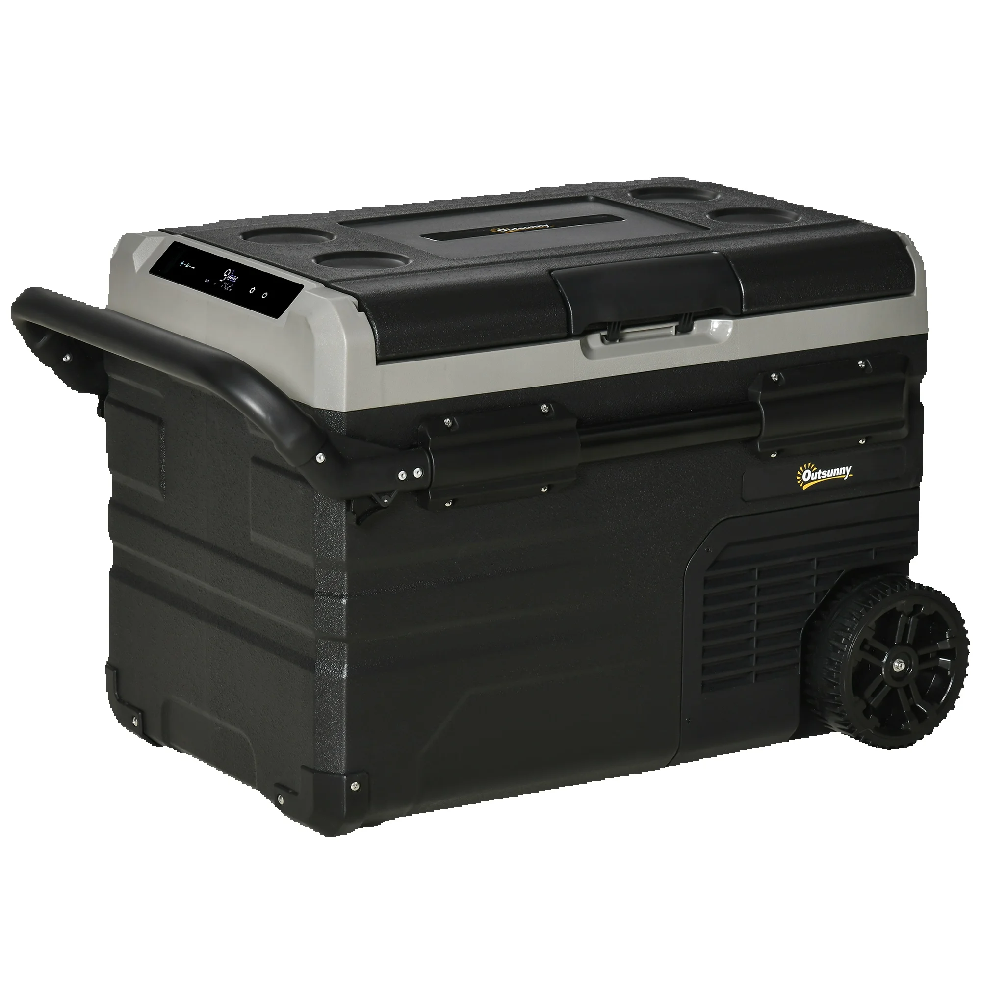 40L Auto Koelbox met LED, Compressor Koelkast, Wielen, 12/24V DC & 110-240V AC, Grijs/Zwart - afbeelding 2