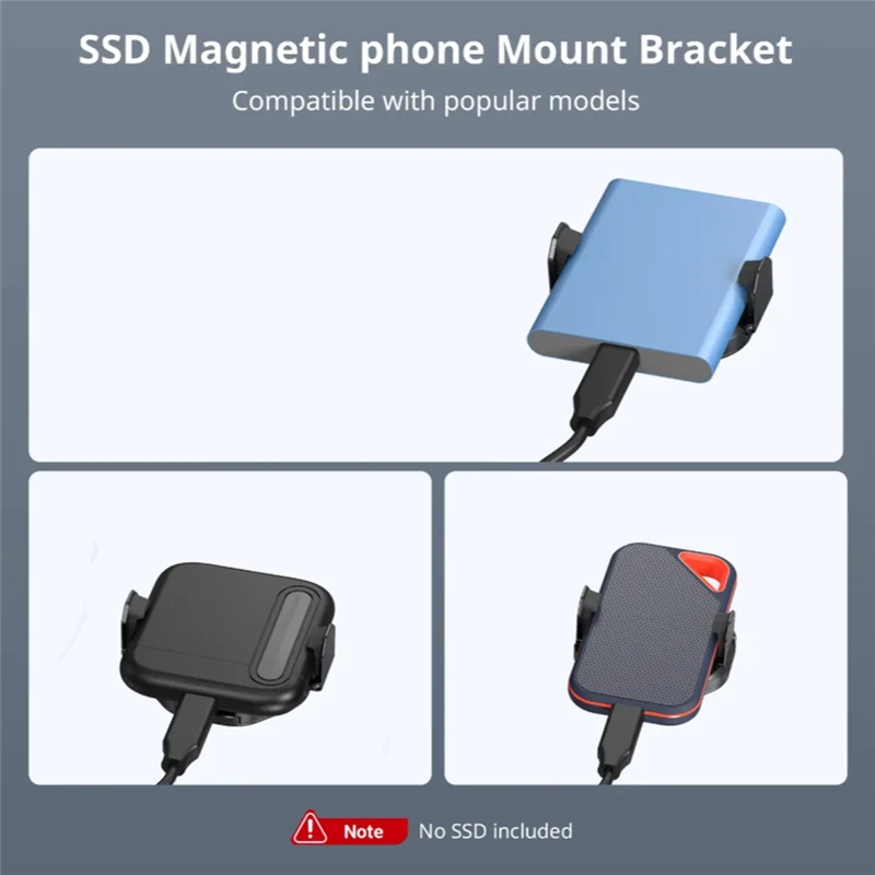 

-FDDT For Magsafe Magnetic SSD Holder Attachable Phone Clamp For External SSD For Crucial