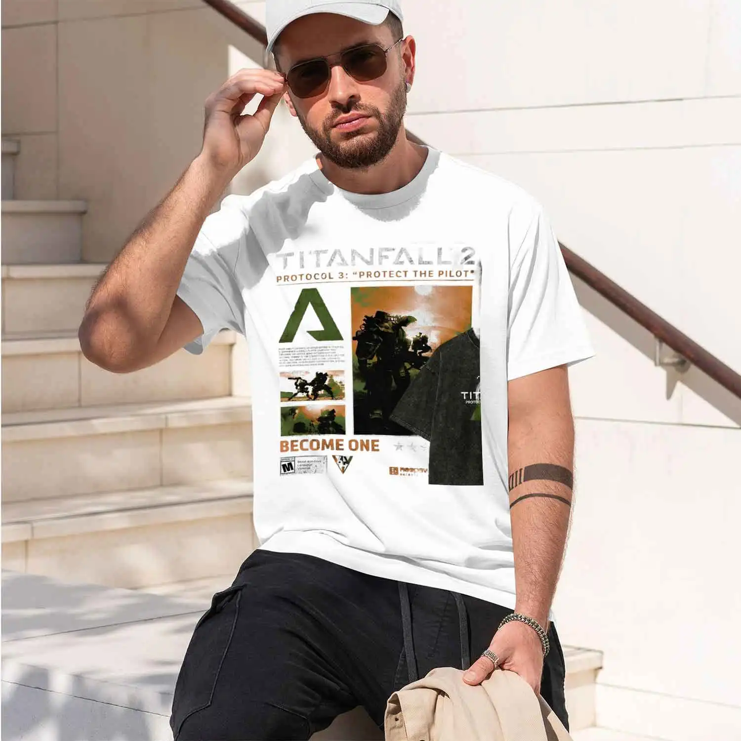 Graph Design Men's T-Shirt Titanfall 2 Protocol 3 Protect The Pilot Gaming Theme Summer Casual Wear For Gamers And Sci Fi Enthus view 2