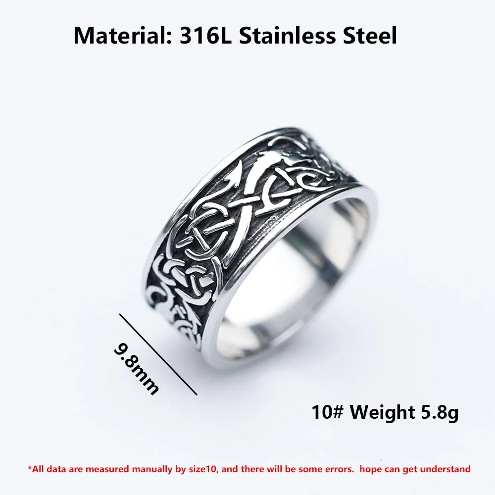 2023 NEW Men's 316L stainless steel rings Nordic VIKING Warrior Odin dragon Amulet Jewelry for teen Gifts free shipping