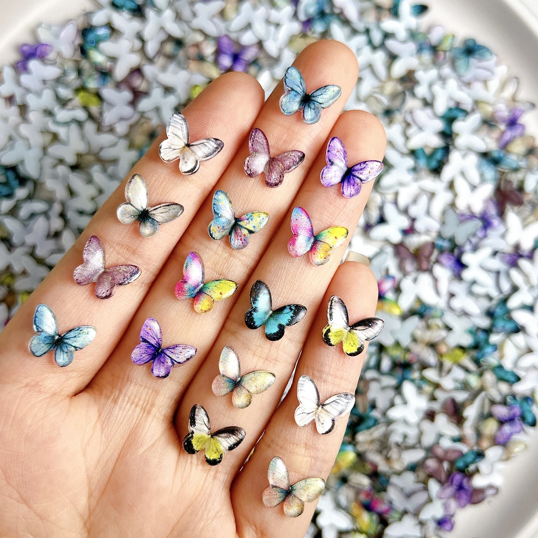 30 قطعة الجدة واقعية الإبداعية فراشة مسمار الفن السحر التدرج الملونة متلألئ فراشة الراتنج مسمار الزينة DIY بها بنفسك #5