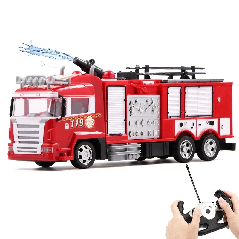 Large Size Fall Resistant Electric Remote Control Fire Truck Toy Set Children Simulation Sprinkler Engineering Car Boy Toy Gift