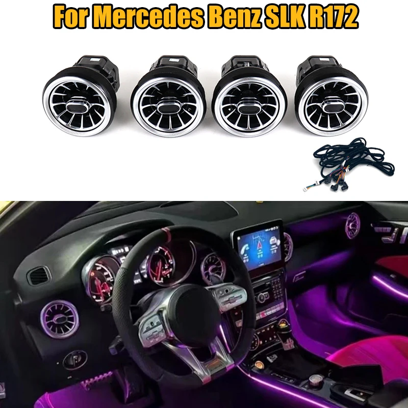 For Mercedes Benz SLK R172 Car LED Front Dashboard AC Air Condition Vent Outlet Turbo Interior Trim 1 Set