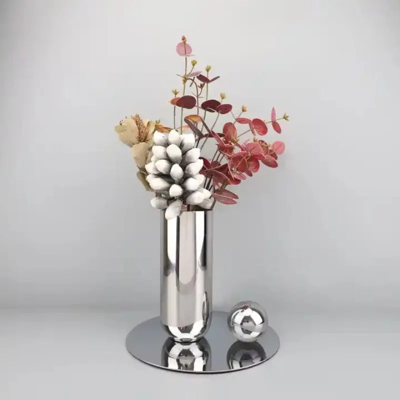 Creative stainless steel vase custom desktop metal decoration