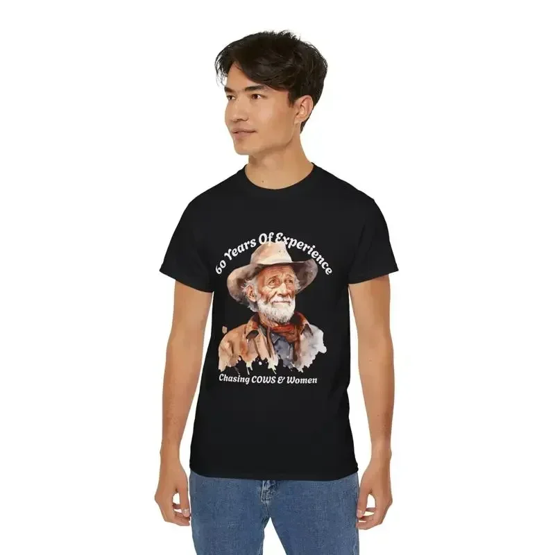60 Years of Exxperience Chasing Cows Women Fun T Shirt Old West