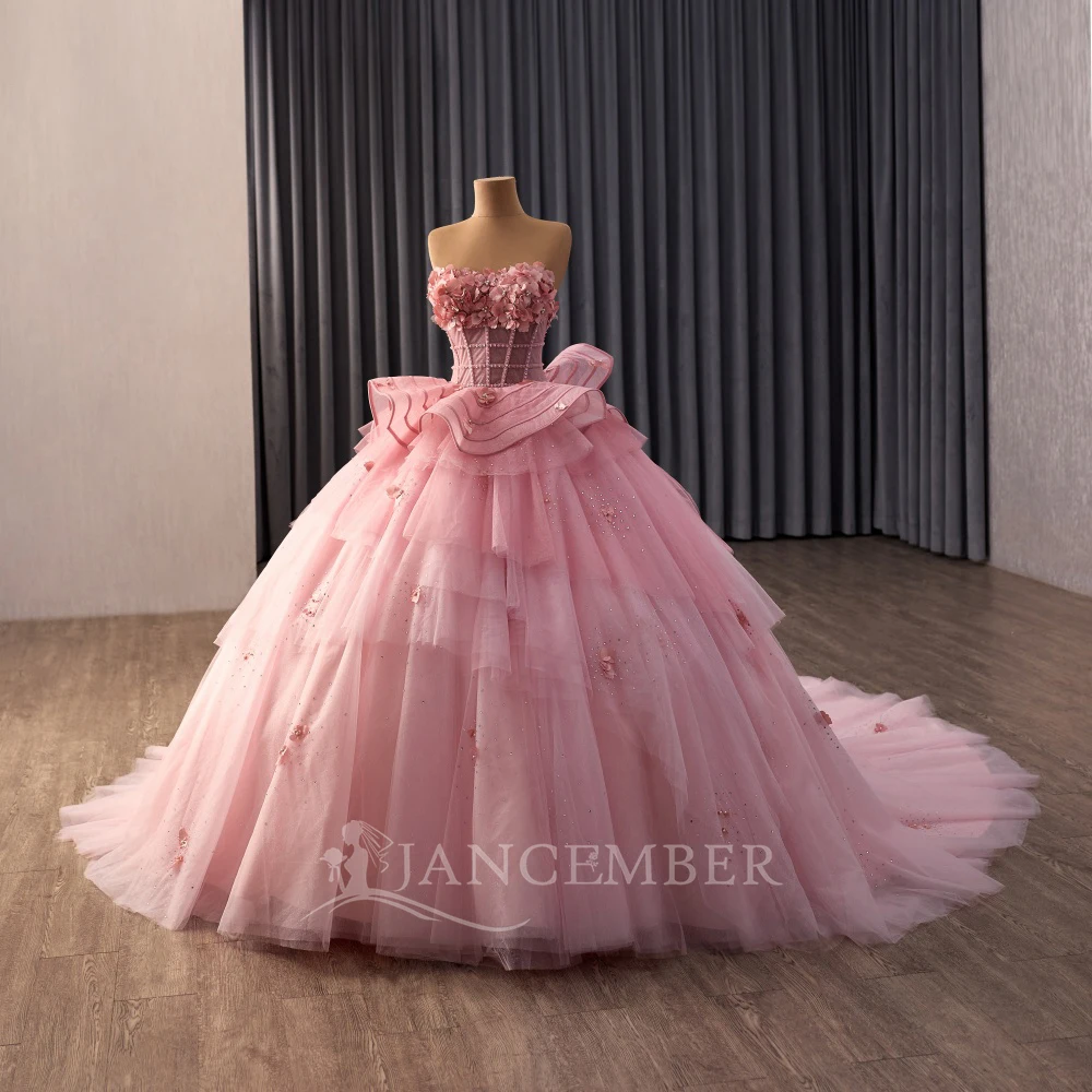 Quinceanera Dress Graduation Party Ball Gown 2026 Customized Shiny Applique Beads Tiered Sweet Evening Dress vestido quinceañera