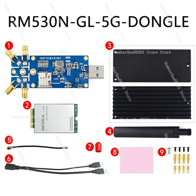 5G DONGLE expansion board four antennas USB3.1 interface to M.2 Key B aluminum alloy heat dissipation plate