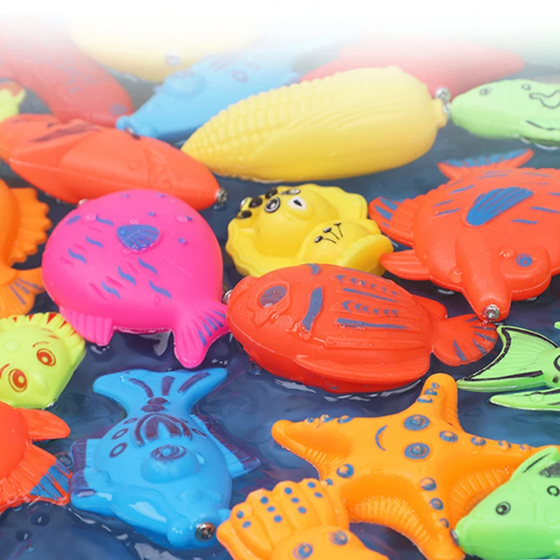 Kinder-Angelspielzeug-Set, Spielwasserspielzeug für Babys, magnetische Stange und Fische mit aufblasbarem Pool, Outdoor-Sportspielzeug für Kinder