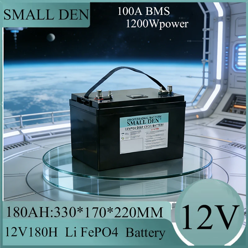 12V 180Ah LiFePO4 Battery Deep Cycle Rechargeable Long Lifespan for RV Solar Marine Off-Grid System