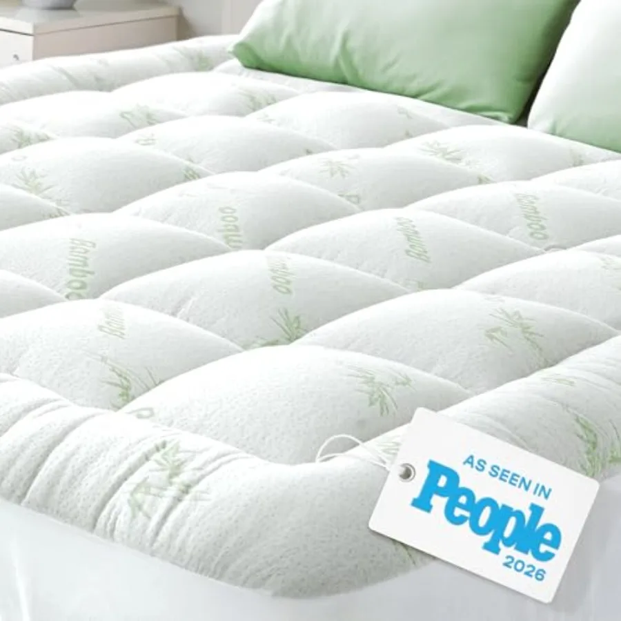

Ultra Soft Size Mattress Topper - Viscose Made from Bamboo Pillow Top Mattress Pad for Back Pain Relief - Naturally Cooling for
