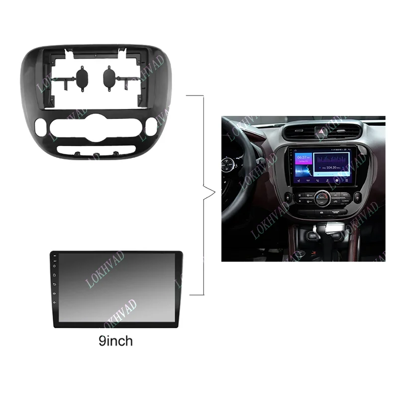 9 Inch 2 Din Android Head Unit Car Radio Frame Kit For Kia Soul 2 PS 2014 - 2018 Auto Stereo Dash Fascia Trim Bezel Faceplate