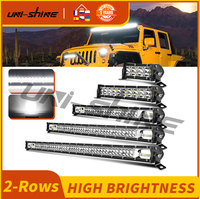 UNISHINE 2-Row Slim LED Light Bar IP68 4”7”14”26”32”Led Work Light Spot Flood Combo Beam Super Bright Led For SUV ATV Truck