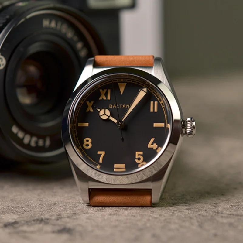 Baltany ريترو Bubbleback ساعة رجالي فاخرة موضة جلدية الياقوت OVETTO NH38 حركة الاستوائية الهاتفي ساعة أوتوماتيكية الرجال
