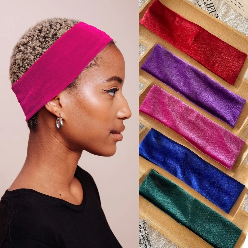 Retro Leopard Print Fashionable Solid Color Velvet Elastic Sports Headband Band Face Headband Stylish Hair Accessory for Women