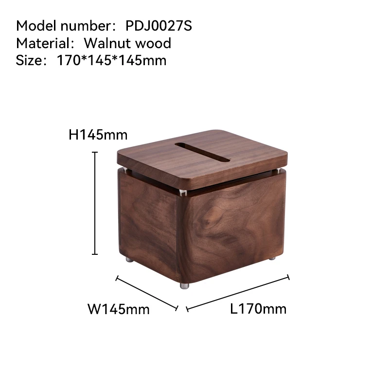 صندوق تخزين مناديل خشبية بنية حديثة مصنوعة يدويًا بتصميم خشبي مربع
