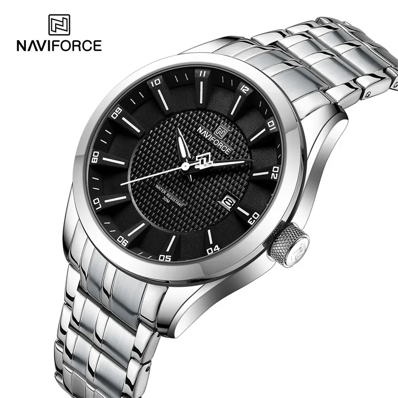 NAVIFORCE Brand 2024 New Design Men\'s Quartz Wristwatches Stainless Steel Strap Waterproof Watch Male Date Clock Reloj Hombre