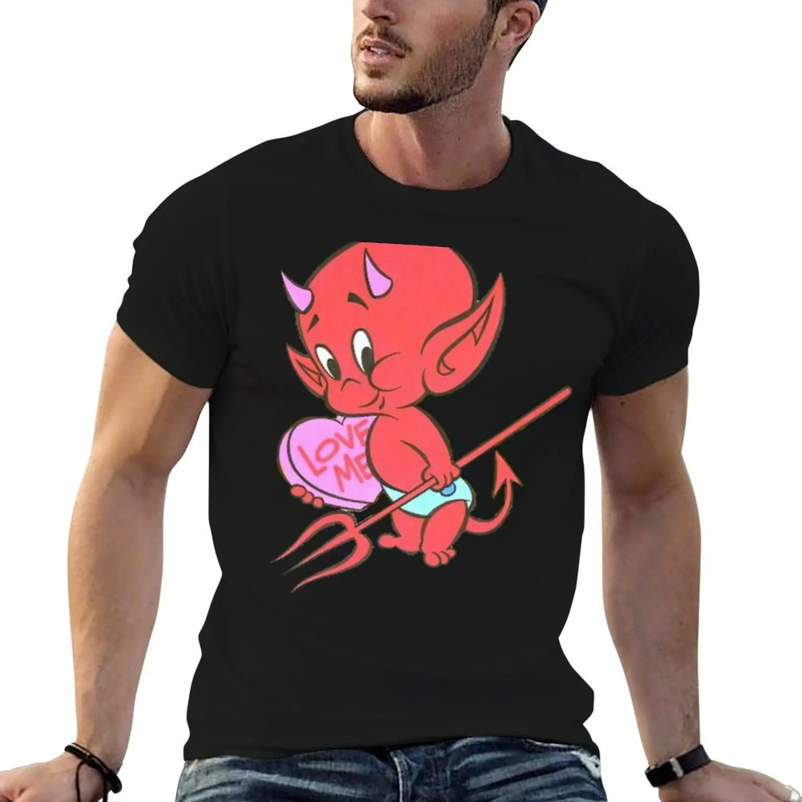 Hot Stuff Baby Devil Sticker T-Shirt Sporty Breathable Short Sleeve T-Shirt